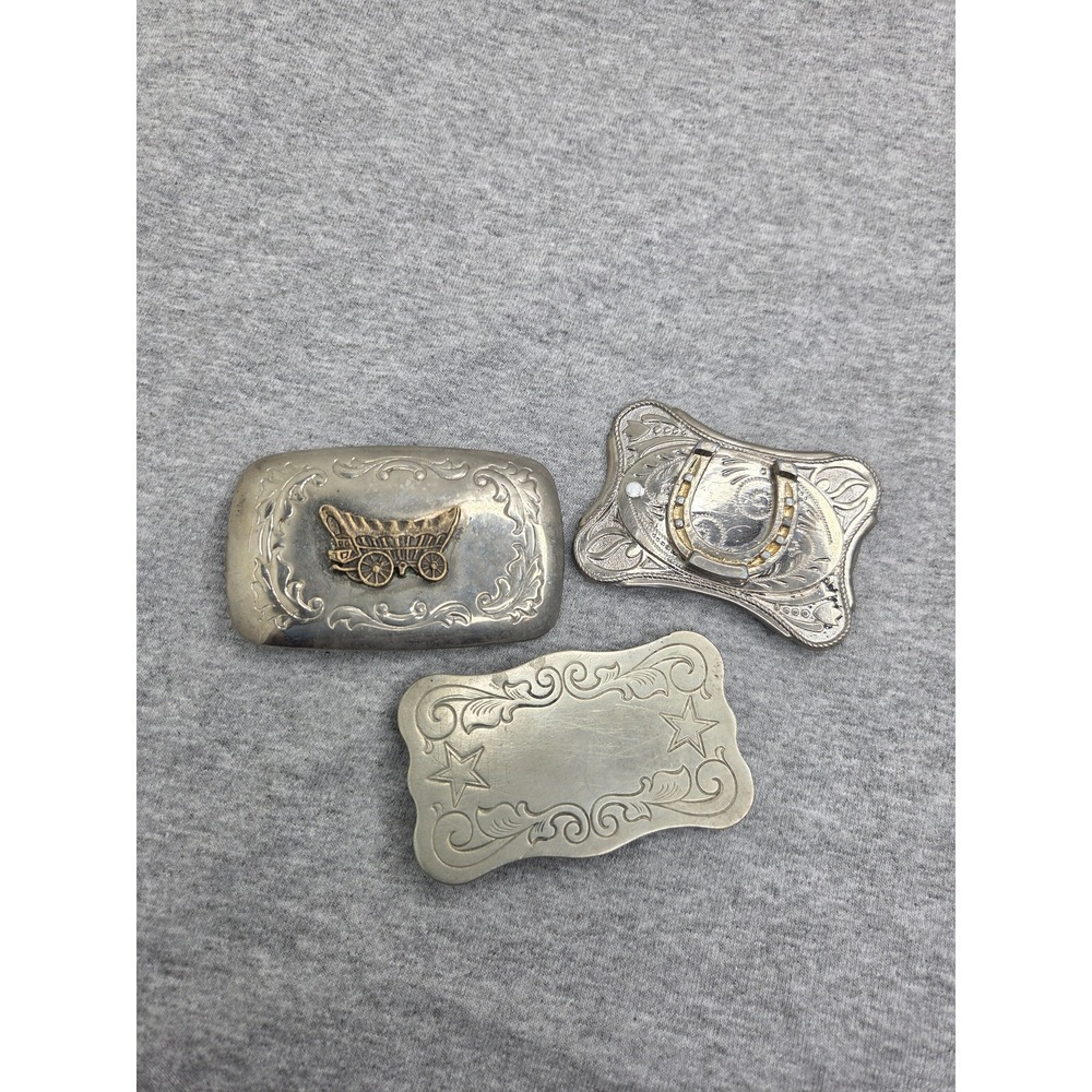 Lot of 3 Womens Chambers Co Americana Horse Horseshoe Belt Buckles Western